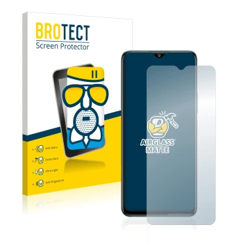 Vorderseite einer Produktverpackung mit dem Markenlogo BROTECT. Daneben ist das Gerät Vivo Y76 5G mit dem zugehörigen Displays
