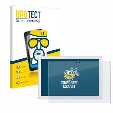 Vorderseite einer Produktverpackung mit dem Markenlogo BROTECT. Daneben ist das Gerät Archos T101 4G mit dem zugehörigen Displ