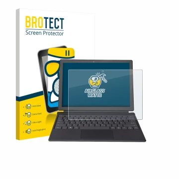 Vorderseite einer Produktverpackung mit dem Markenlogo BROTECT. Daneben ist das Gerät Wortmann Terra Pad 1262 mit dem zugehöri