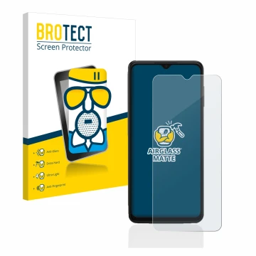 Vorderseite einer Produktverpackung mit dem Markenlogo BROTECT. Daneben ist das Gerät Samsung Galaxy A13 5G mit dem zugehörige