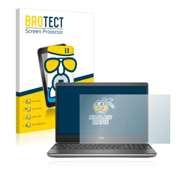 Vorderseite einer Produktverpackung mit dem Markenlogo BROTECT. Daneben ist das Gerät Dell Precision 7560 mit dem zugehörigen 