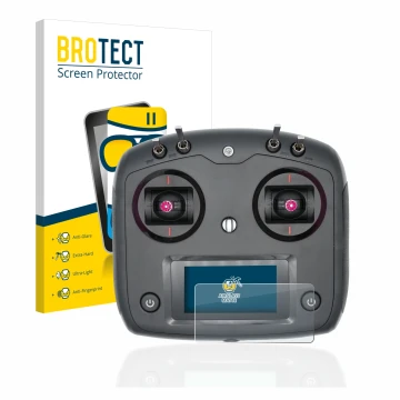 Vorderseite einer Produktverpackung mit dem Markenlogo BROTECT. Daneben ist das Gerät FlySky FS-i6S mit dem zugehörigen Displa
