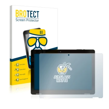 Vorderseite einer Produktverpackung mit dem Markenlogo BROTECT. Daneben ist das Gerät Hannspree Pad Apollo 2 mit dem zugehörig