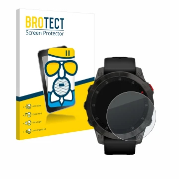 Vorderseite einer Produktverpackung mit dem Markenlogo BROTECT. Daneben ist das Gerät Garmin epix (Gen. 2) mit dem zugehörigen