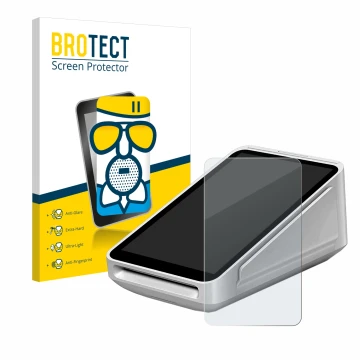 Vorderseite einer Produktverpackung mit dem Markenlogo BROTECT. Daneben ist das Gerät Square Terminal mit dem zugehörigen Disp