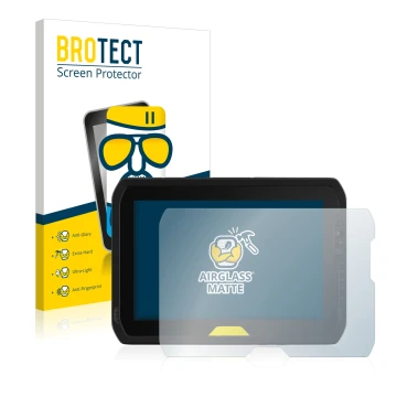 Vorderseite einer Produktverpackung mit dem Markenlogo BROTECT. Daneben ist das Gerät Trimble T100 mit dem zugehörigen Display