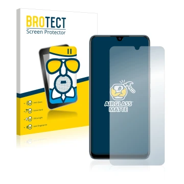 Vorderseite einer Produktverpackung mit dem Markenlogo BROTECT. Daneben ist das Gerät Vivo V20 SE mit dem zugehörigen Displays