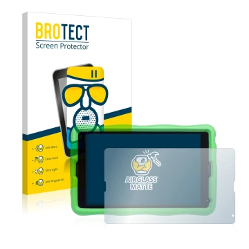 Vorderseite einer Produktverpackung mit dem Markenlogo BROTECT. Daneben ist das Gerät MEDION Lifetab E10440 Kids mit dem zugeh