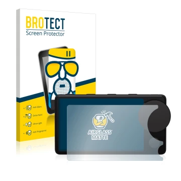 Vorderseite einer Produktverpackung mit dem Markenlogo BROTECT. Daneben ist das Gerät Spotify Car Thing mit dem zugehörigen Di