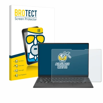 Vorderseite einer Produktverpackung mit dem Markenlogo BROTECT. Daneben ist das Gerät ASUS Rog Flow Z13 2022 mit dem zugehörig