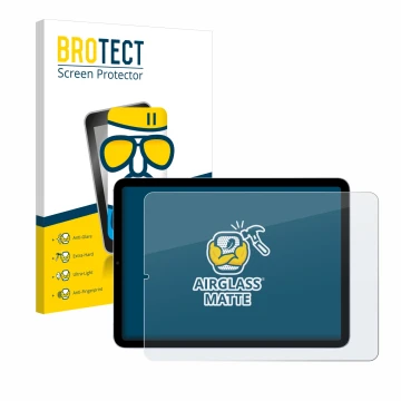 Vorderseite einer Produktverpackung mit dem Markenlogo BROTECT. Daneben ist das Gerät Apple iPad Air 5 WiFi 2022 (5. Gen.) mit