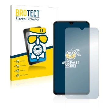 Vorderseite einer Produktverpackung mit dem Markenlogo BROTECT. Daneben ist das Gerät Samsung Galaxy M33 mit dem zugehörigen D