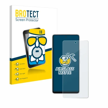 Vorderseite einer Produktverpackung mit dem Markenlogo BROTECT. Daneben ist das Gerät Samsung Galaxy A53 5G mit dem zugehörige