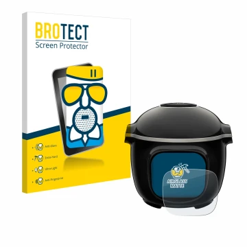 Vorderseite einer Produktverpackung mit dem Markenlogo BROTECT. Daneben ist das Gerät Krups Cook4me Touch Wifi mit dem zugehör