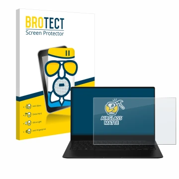 Vorderseite einer Produktverpackung mit dem Markenlogo BROTECT. Daneben ist das Gerät Samsung Galaxy Book2 Pro 13.3