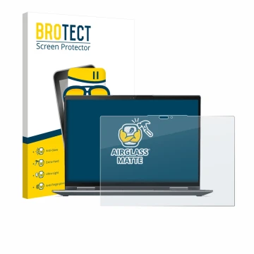 Vorderseite einer Produktverpackung mit dem Markenlogo BROTECT. Daneben ist das Gerät Lenovo ThinkPad X1 Yoga Gen 7 mit dem zu