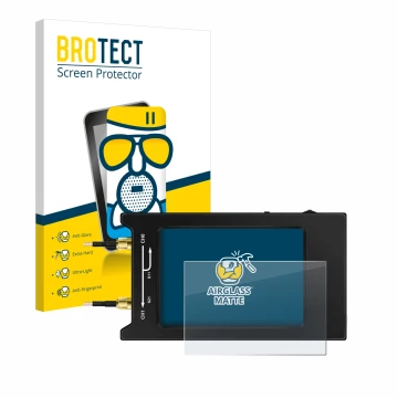 Vorderseite einer Produktverpackung mit dem Markenlogo BROTECT. Daneben ist das Gerät NanoVNA H4 mit dem zugehörigen Displaysc