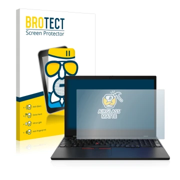 Vorderseite einer Produktverpackung mit dem Markenlogo BROTECT. Daneben ist das Gerät Lenovo ThinkPad L15 Gen 2 mit dem zugehö