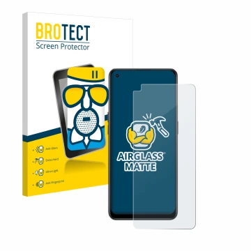 Vorderseite einer Produktverpackung mit dem Markenlogo BROTECT. Daneben ist das Gerät Oppo Reno 8 Lite mit dem zugehörigen Dis