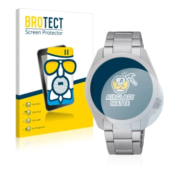 Vorderseite einer Produktverpackung mit dem Markenlogo BROTECT. Daneben ist das Gerät Seiko 5 Sports SRPH49K1 mit dem zugehöri