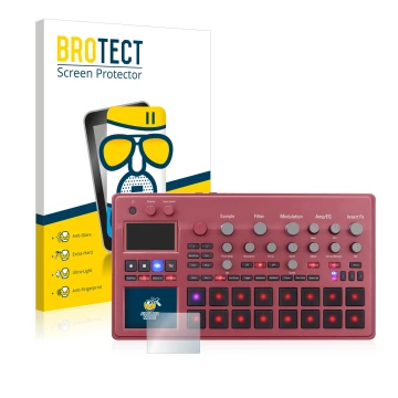 Vorderseite einer Produktverpackung mit dem Markenlogo BROTECT. Daneben ist das Gerät KORG electribe Sampler mit dem zugehörig