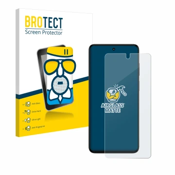 Vorderseite einer Produktverpackung mit dem Markenlogo BROTECT. Daneben ist das Gerät Motorola Moto G82 5G mit dem zugehörigen