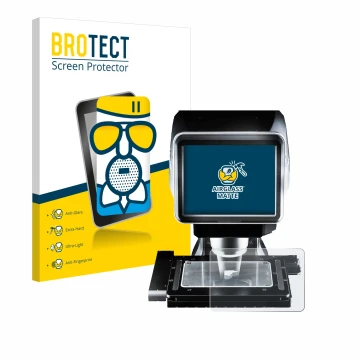 Vorderseite einer Produktverpackung mit dem Markenlogo BROTECT. Daneben ist das Gerät Keyence LM-1100 Glasplatte mit dem zugeh