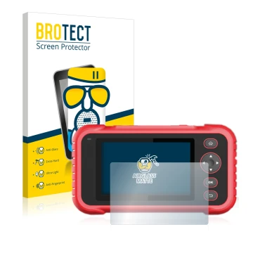 Vorderseite einer Produktverpackung mit dem Markenlogo BROTECT. Daneben ist das Gerät Launch CRP 123 / 129 EVO mit dem zugehör