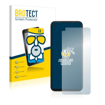 Vorderseite einer Produktverpackung mit dem Markenlogo BROTECT. Daneben ist das Gerät HTC Desire 22 Pro mit dem zugehörigen Di