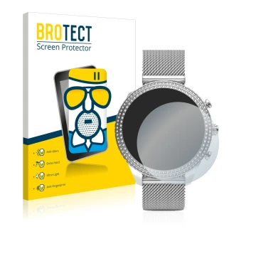 Vorderseite einer Produktverpackung mit dem Markenlogo BROTECT. Daneben ist das Gerät Fossil Stella (6. Gen) mit dem zugehörig