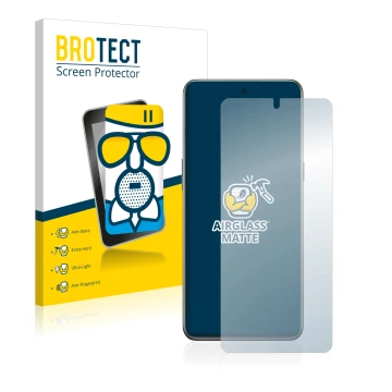 Vorderseite einer Produktverpackung mit dem Markenlogo BROTECT. Daneben ist das Gerät OnePlus 10T 5G mit dem zugehörigen Displ