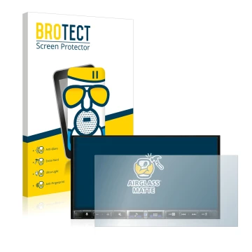 Vorderseite einer Produktverpackung mit dem Markenlogo BROTECT. Daneben ist das Gerät Alpine iLX-705D mit dem zugehörigen Disp