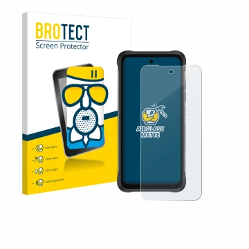 Vorderseite einer Produktverpackung mit dem Markenlogo BROTECT. Daneben ist das Gerät Umidigi Bison 2 Pro mit dem zugehörigen 