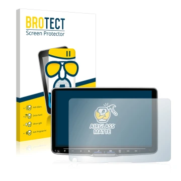 Vorderseite einer Produktverpackung mit dem Markenlogo BROTECT. Daneben ist das Gerät Alpine iLX-F905D mit dem zugehörigen Dis