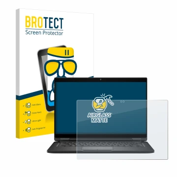 Vorderseite einer Produktverpackung mit dem Markenlogo BROTECT. Daneben ist das Gerät Dell Latitude 7390 2-in-1 Business mit d