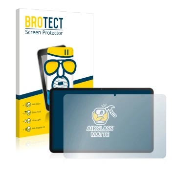 Vorderseite einer Produktverpackung mit dem Markenlogo BROTECT. Daneben ist das Gerät Honor Pad 8 mit dem zugehörigen Displays