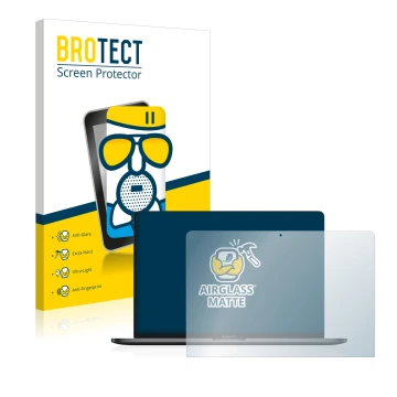 Vorderseite einer Produktverpackung mit dem Markenlogo BROTECT. Daneben ist das Gerät Apple MacBook Pro 13