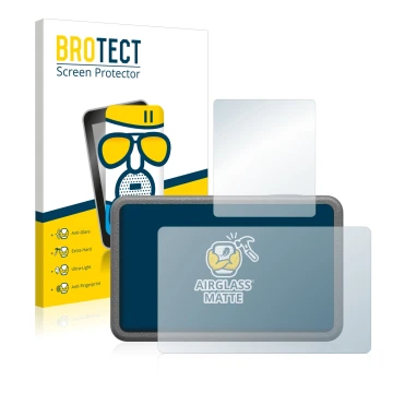 Vorderseite einer Produktverpackung mit dem Markenlogo BROTECT. Daneben ist das Gerät DJI Osmo Action 3 mit dem zugehörigen Di