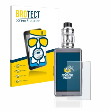 Vorderseite einer Produktverpackung mit dem Markenlogo BROTECT. Daneben ist das Gerät GeekVape T200 mit dem zugehörigen Displa