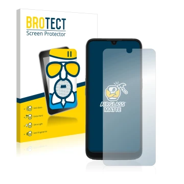 Vorderseite einer Produktverpackung mit dem Markenlogo BROTECT. Daneben ist das Gerät Doro 8100 PLUS mit dem zugehörigen Displ