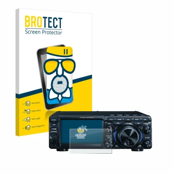 Vorderseite einer Produktverpackung mit dem Markenlogo BROTECT. Daneben ist das Gerät Yaesu FT-710 mit dem zugehörigen Display