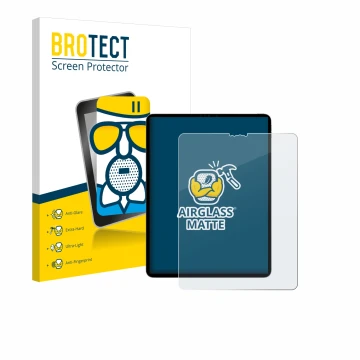 Vorderseite einer Produktverpackung mit dem Markenlogo BROTECT. Daneben ist das Gerät Apple iPad Pro 12.9