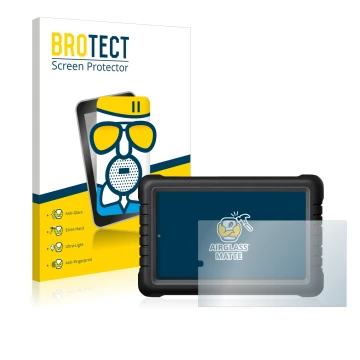 Vorderseite einer Produktverpackung mit dem Markenlogo BROTECT. Daneben ist das Gerät Launch X-431 PROS V 8