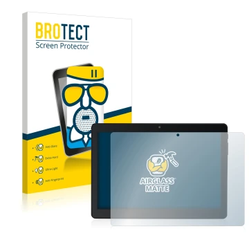 Vorderseite einer Produktverpackung mit dem Markenlogo BROTECT. Daneben ist das Gerät Acepad A145 10.1