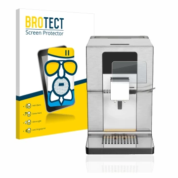 Vorderseite einer Produktverpackung mit dem Markenlogo BROTECT. Daneben ist das Gerät Krups Intuition Experience+ EA877D10 mit