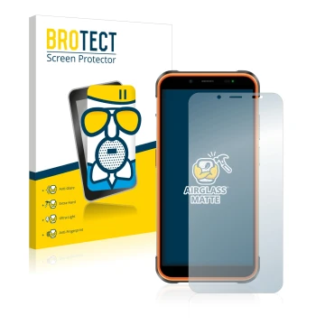 Vorderseite einer Produktverpackung mit dem Markenlogo BROTECT. Daneben ist das Gerät Ulefone Power Armor 16 Pro mit dem zugeh