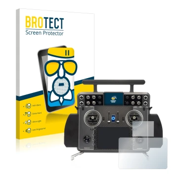 Vorderseite einer Produktverpackung mit dem Markenlogo BROTECT. Daneben ist das Gerät FrSky Tandem XE 2 mit dem zugehörigen Di