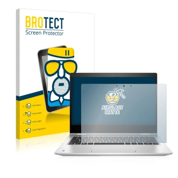 Vorderseite einer Produktverpackung mit dem Markenlogo BROTECT. Daneben ist das Gerät HP ProBook x360 435 G9 mit dem zugehörig