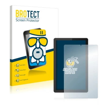 Vorderseite einer Produktverpackung mit dem Markenlogo BROTECT. Daneben ist das Gerät Lenovo Tab M9 mit dem zugehörigen Displa