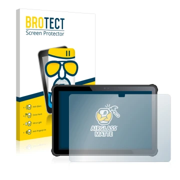 Vorderseite einer Produktverpackung mit dem Markenlogo BROTECT. Daneben ist das Gerät Oukitel RT2 mit dem zugehörigen Displays